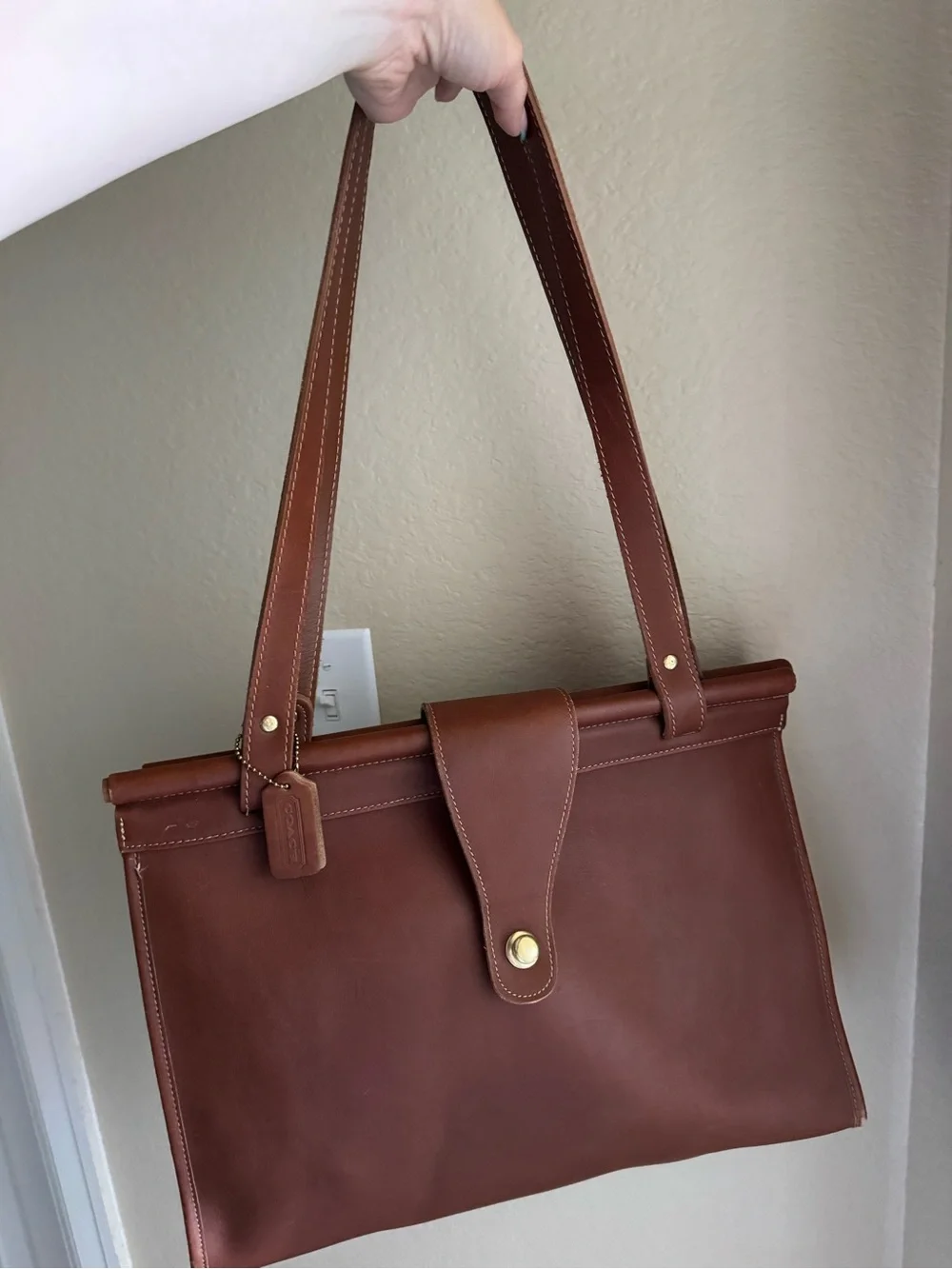 Vintage Coach Barclay Leather XL tote bag in Saddle Brown - Picture 1 of 16